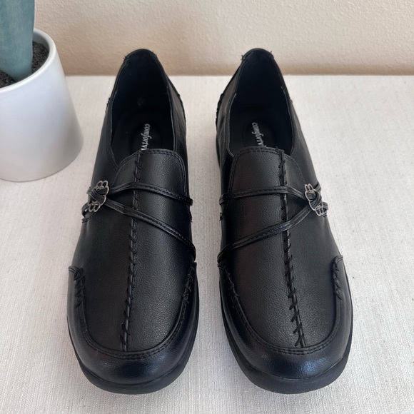 Comfortview Natalia Black Faux Leather Casual Comfy Loafers Women’s 10M - Picture 3 of 14